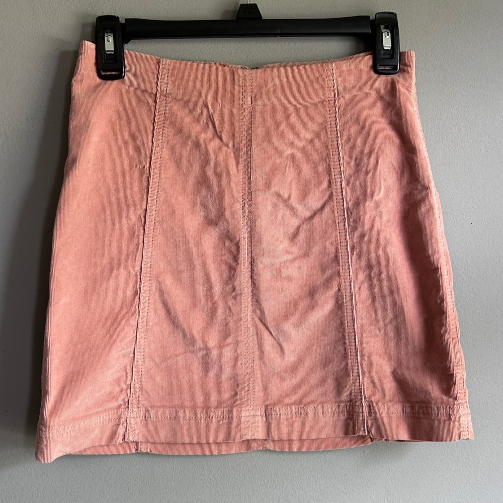 Free People‎ Apricot Corduroy Mini Skirt Modern Femme Exposed Back Zip Size 4